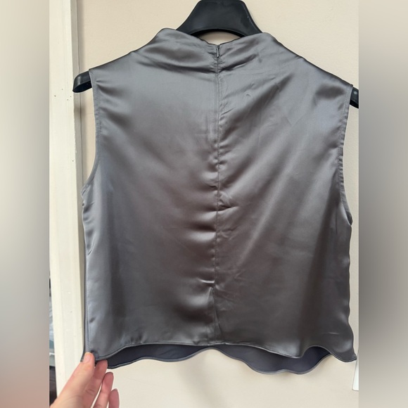 H&M Draped Satin Charcoal Sleeveless Top - Picture 7 of 8